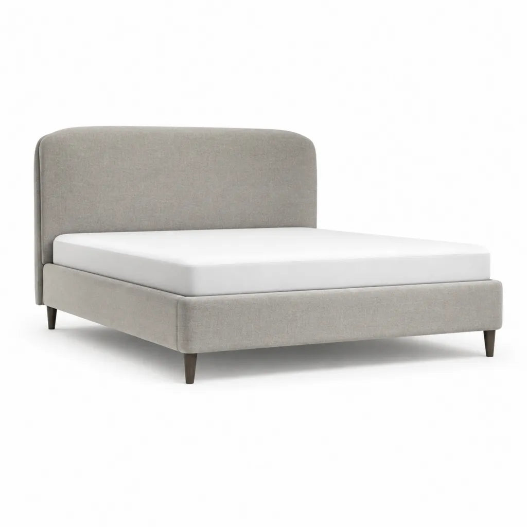 Struttura letto matrimoniale imbottita 160 x 200 cm in poliestere grigio con testiera arrotondata