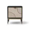 Comodino a 2 ante in MDF rettangolare nero avorio e oro 70 x 40 x 75 cm