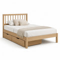 Letto matrimoniale con 3 cassetti 160 x 200 cm in rovere massello rettangolare naturale