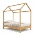 Letto matrimoniale a baldacchino 160 x 200 cm in legno massello di rovere naturale a forma di casetta