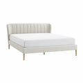 Letto matrimoniale imbottito 160 x 200 cm in poliestere rettangolare bianco crema con testiera alta