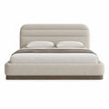 Letto matrimoniale imbottito 180 x 200 cm in poliestere beige con testiera arrotondata