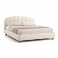 Letto matrimoniale imbottito 160 x 200 cm in poliestere beige con testiera curva
