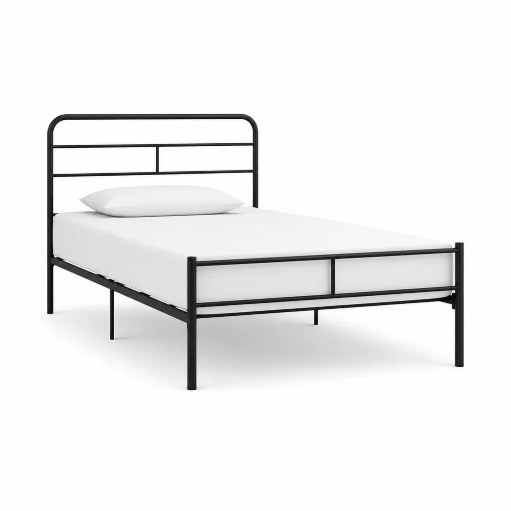 Letto matrimoniale struttura letto rettangolare in acciaio nero 140 x 190 cm