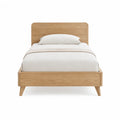 Letto matrimoniale con testiera rettangolare in MDF impiallacciato rovere 160 x 200 cm rovere naturale