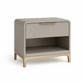 Comodino con cassetto e vano aperto in MDF grigio tortora con struttura rettangolare 50 x 40 x 55 cm