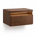 Comodino sospeso con cassetto e vano a giorno in MDF impiallacciato noce 50 x 35 x 30 cm marrone scuro