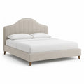 Letto matrimoniale imbottito 160 x 200 cm in poliestere beige con testiera sagomata