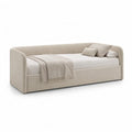 Letto singolo imbottito con sponde 90 x 200 cm in poliestere color crema