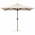 Ombrellone da giardino a manovella ottagonale diametro 300 cm in poliestere e legno beige