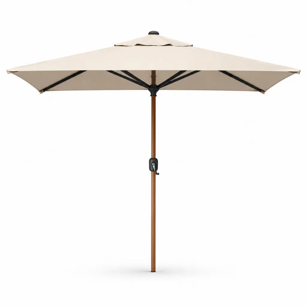 Ombrellone da giardino a manovella ottagonale diametro 300 cm in poliestere e legno beige
