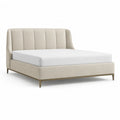 Letto matrimoniale imbottito 160 x 200 cm in poliestere beige con testiera curva e piedini in acciaio