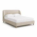 Letto matrimoniale imbottito 160 x 200 cm in poliestere beige con testiera curva