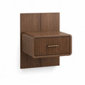 Comodino sospeso con cassetto in MDF impiallacciato noce 52 x 40 x 68 cm marrone