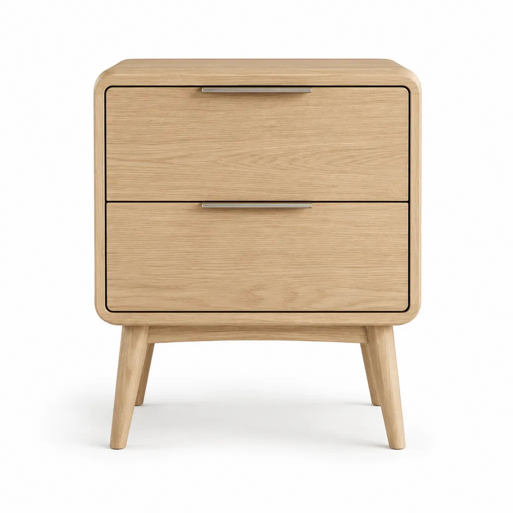 Comodino con 2 cassetti in rovere naturale 60 x 40 x 65 cm