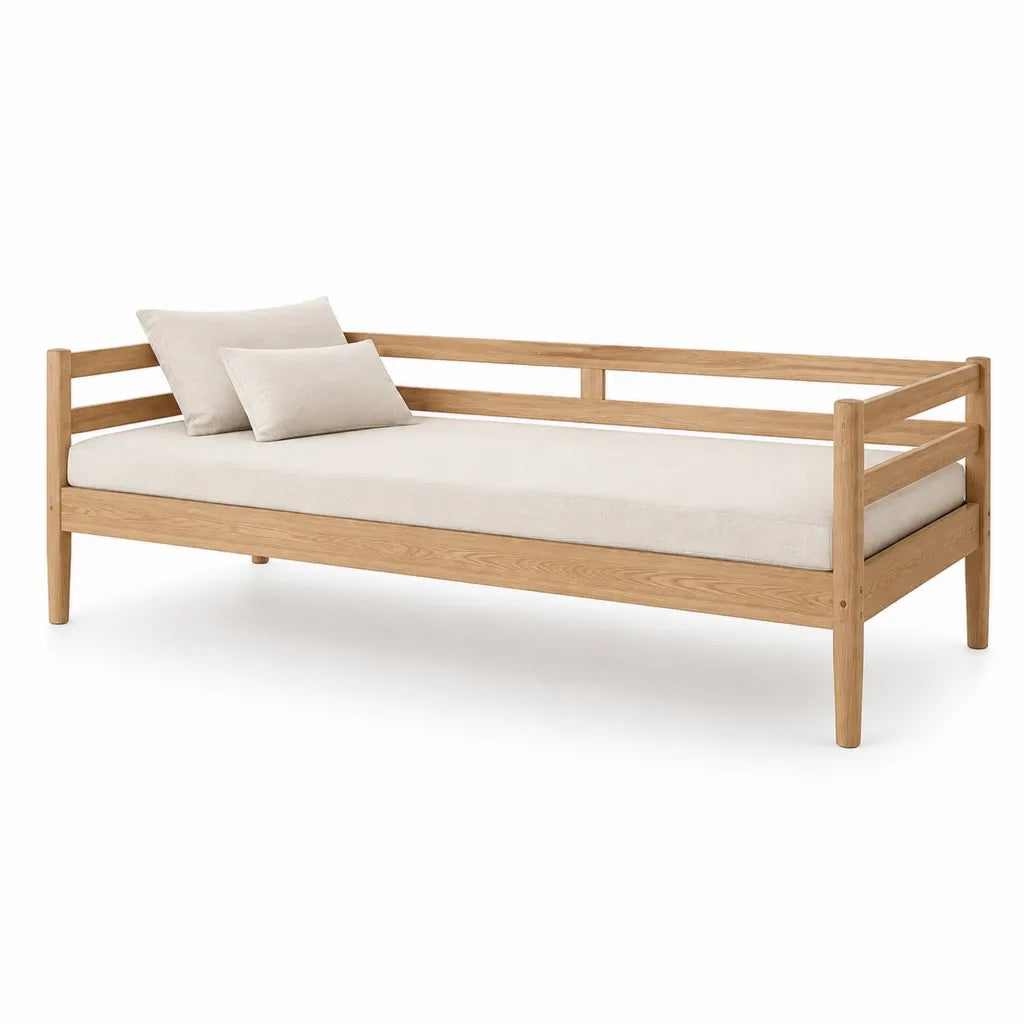 Letto singolo con struttura a giorno 90 x 200 cm in rovere massello beige