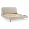 Letto matrimoniale imbottito 160 x 200 cm in poliestere beige con testiera arrotondata e rete a doghe