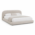 Letto matrimoniale imbottito 160 x 200 cm con testiera curva in poliestere beige