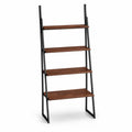 Scaffale a scala 4 ripiani in acciaio e MDF effetto noce marrone nero 60 x 35 x 170 cm