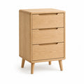 Comodino 3 cassetti in rovere massello rettangolare naturale 40 x 35 x 65 cm