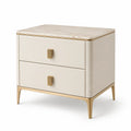 Comodino 2 cassetti rettangolare 60 x 45 x 60 cm in MDF avorio e oro