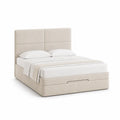 Letto matrimoniale contenitore imbottito 160 x 200 cm in poliestere beige rettangolare
