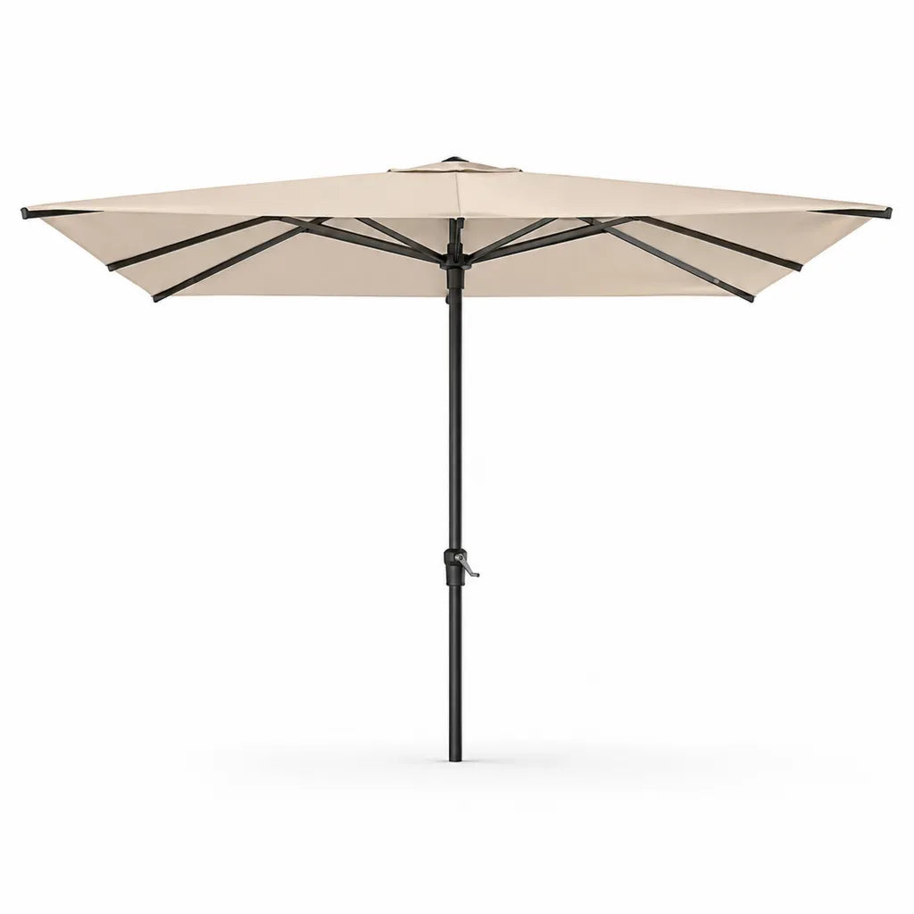 Ombrellone da giardino rettangolare 300 x 400 cm in poliestere beige con palo in acciaio nero
