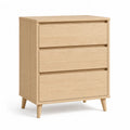 Comodino 3 cassetti in MDF impiallacciato rovere rettangolare rovere naturale 60 x 40 x 80 cm