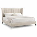 Letto matrimoniale imbottito 160 x 200 cm in poliestere rettangolare beige