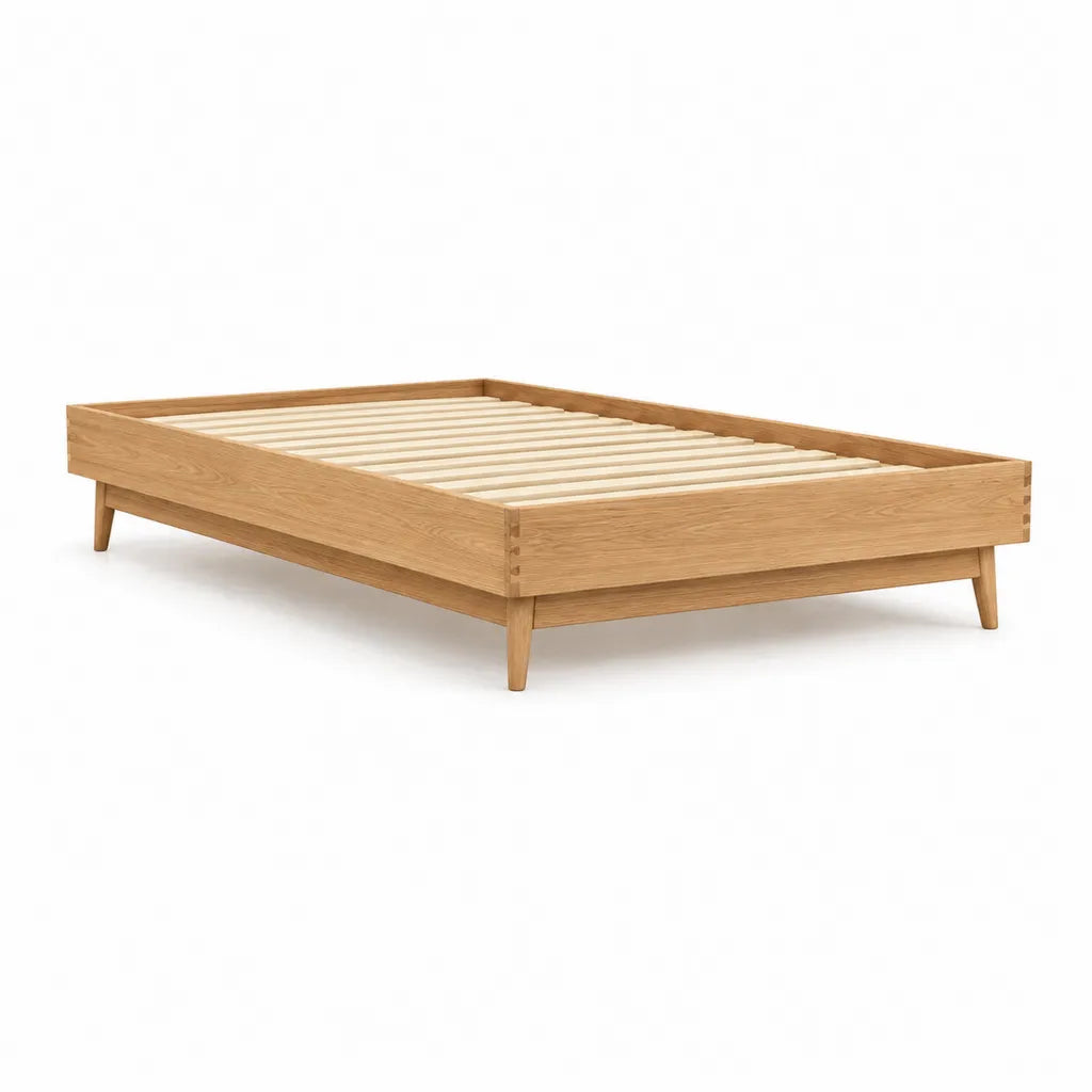 Letto matrimoniale con rete a doghe 160 x 200 cm in legno massello di rovere naturale