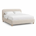 Letto matrimoniale imbottito 160 x 200 cm in poliestere beige con testiera arrotondata